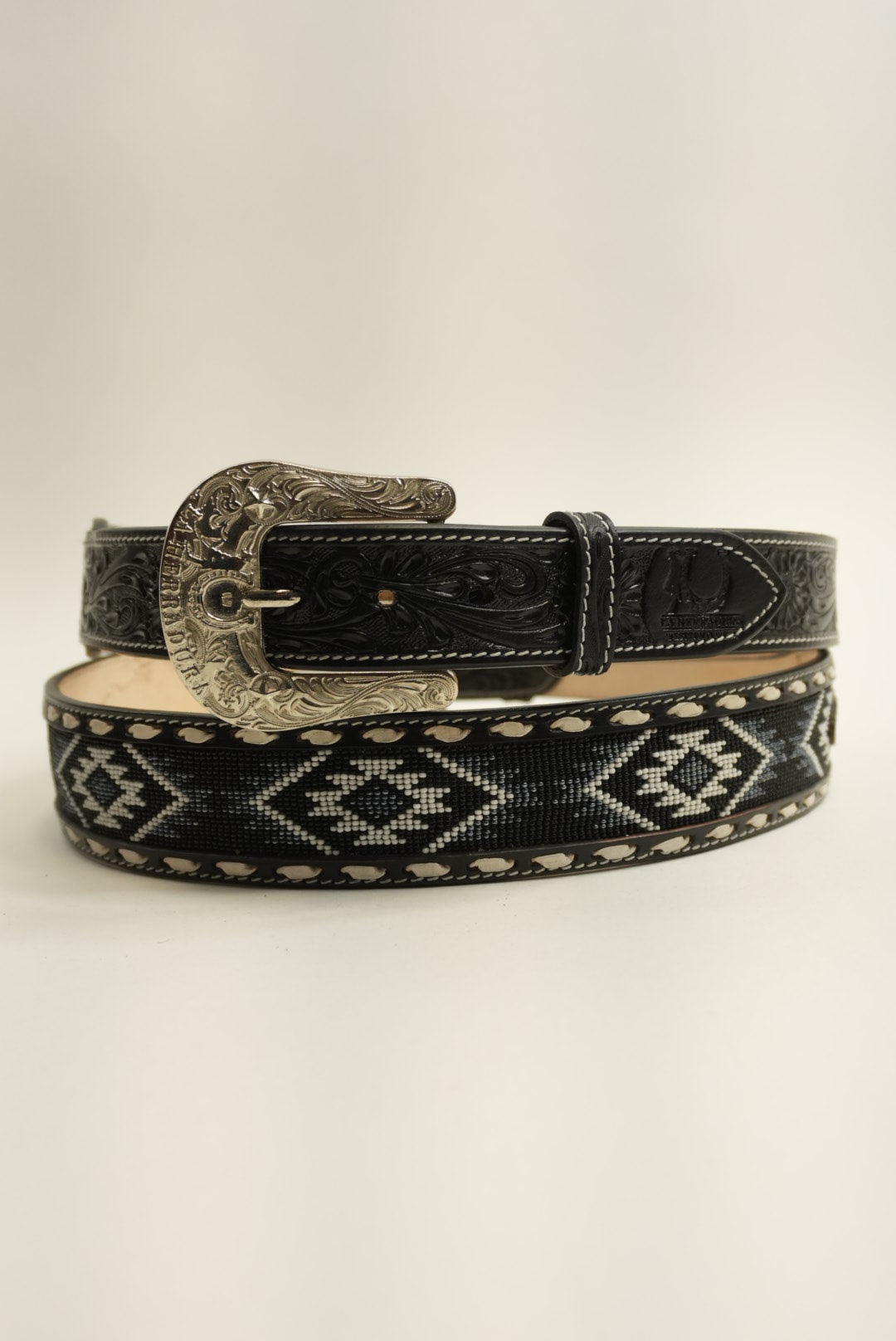 LA HERRADURA BELT BLACK/NAVY BLUE WITH WHITE NEW DESIGN