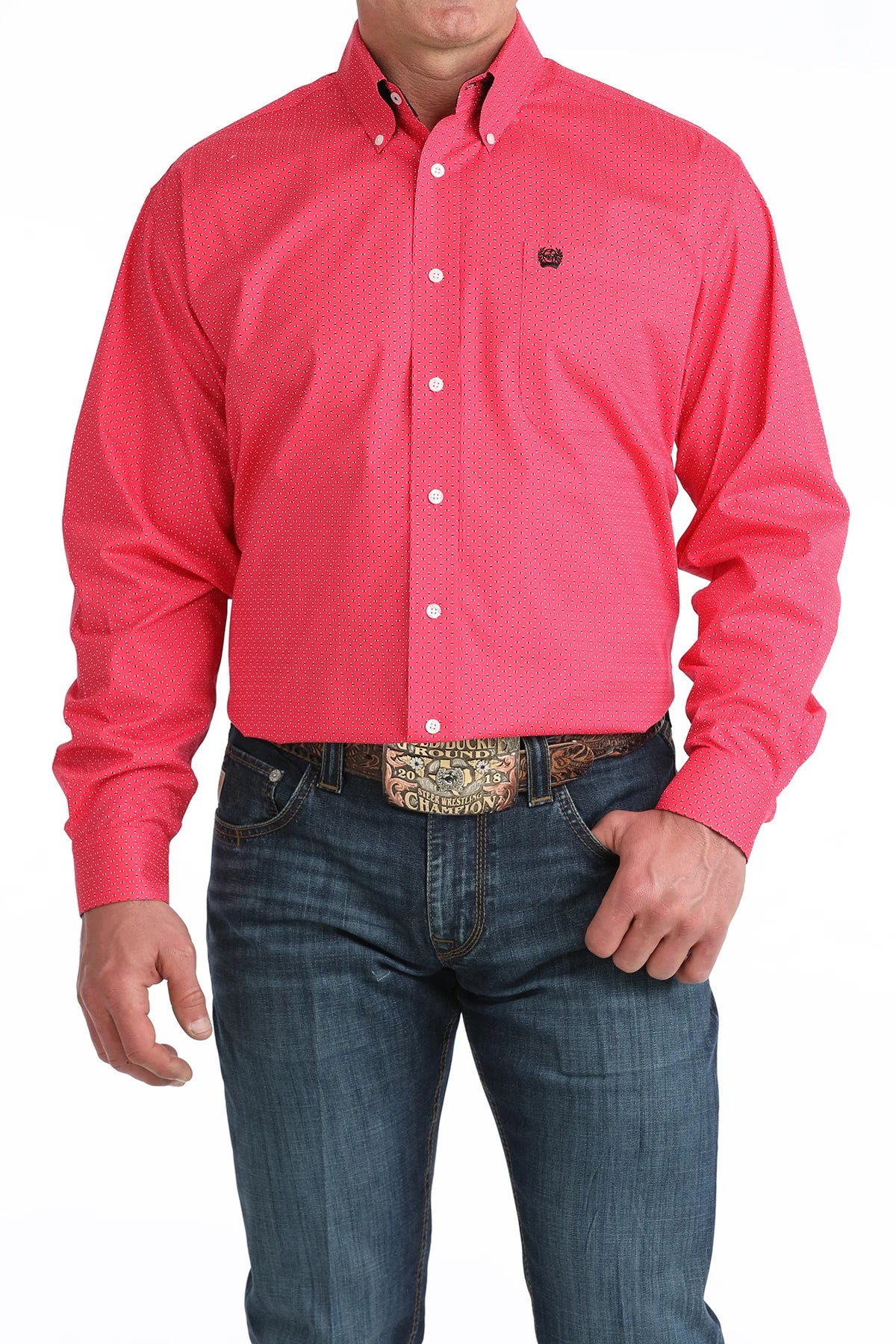 CINCH MENS SHIRT PINK MTW1106045