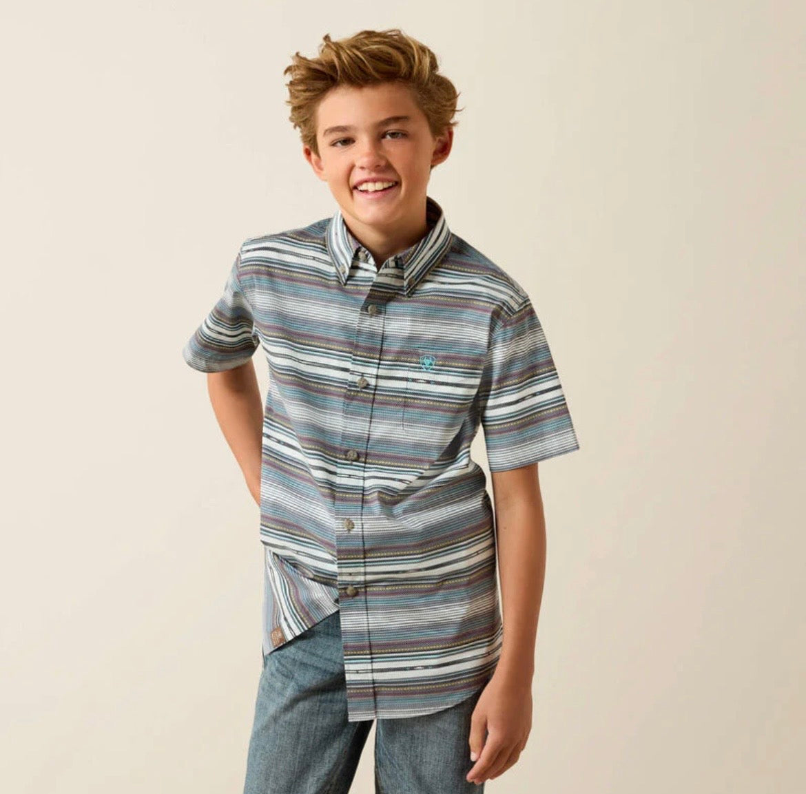 ARIAT KIDS SHIRT- BOYS EXCALIBUR SERAPE STRIPE 10071621
