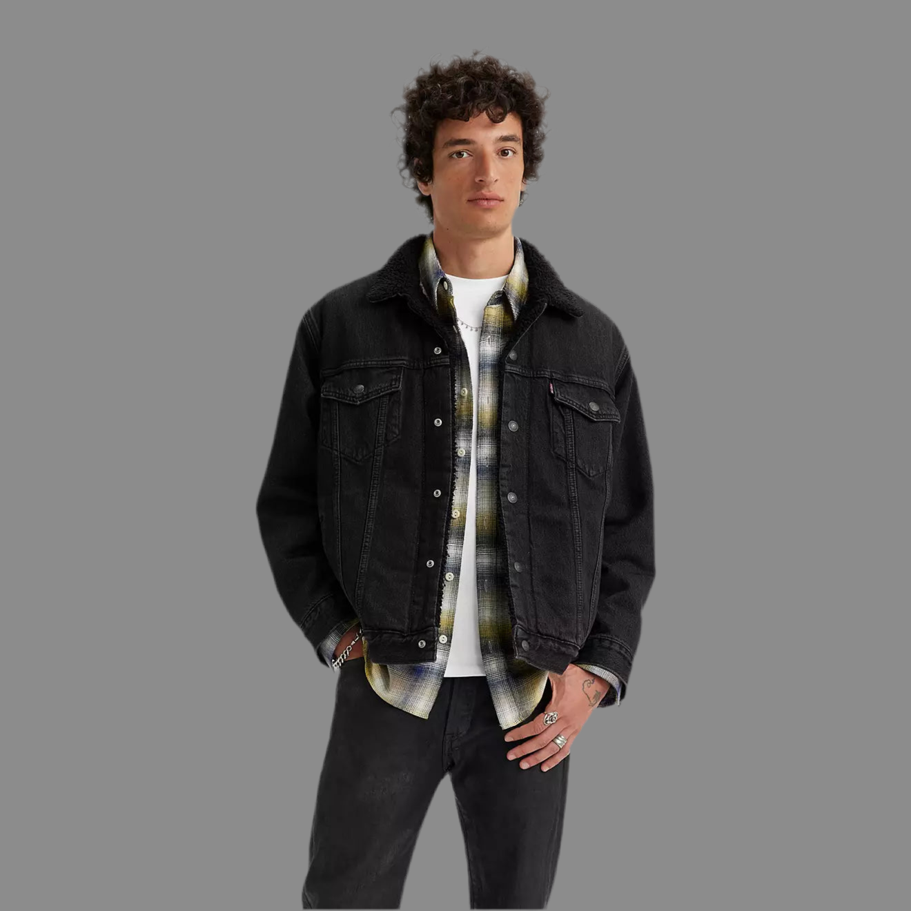 Levi´s Type III Sherpa Black Trucker Jacket