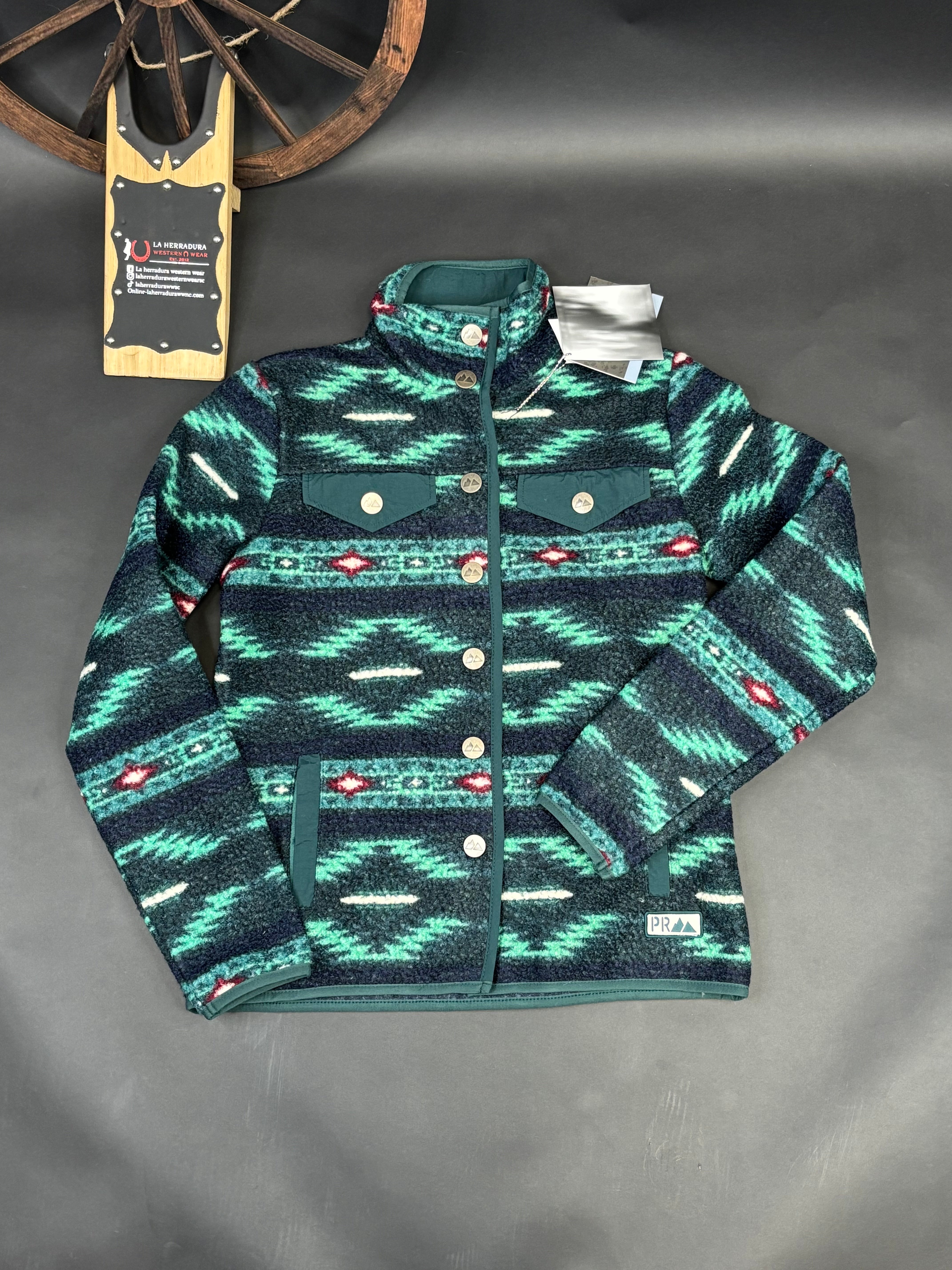 PANHANDLE TEAL PRINTED BERBER JACKET