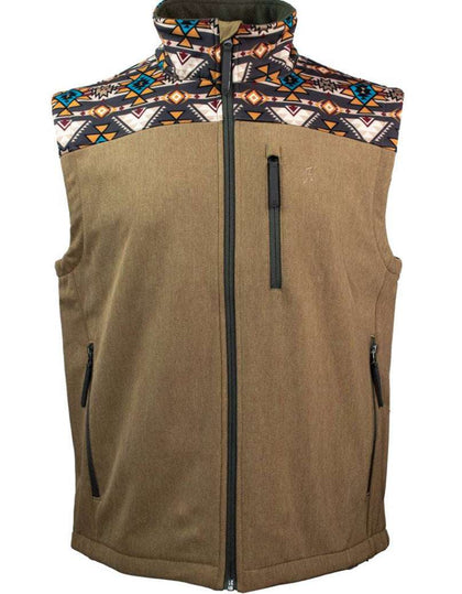 HOOEY MENS SOFT-SHELL VEST TAN FULL ZIP BODY HV092TNAZ