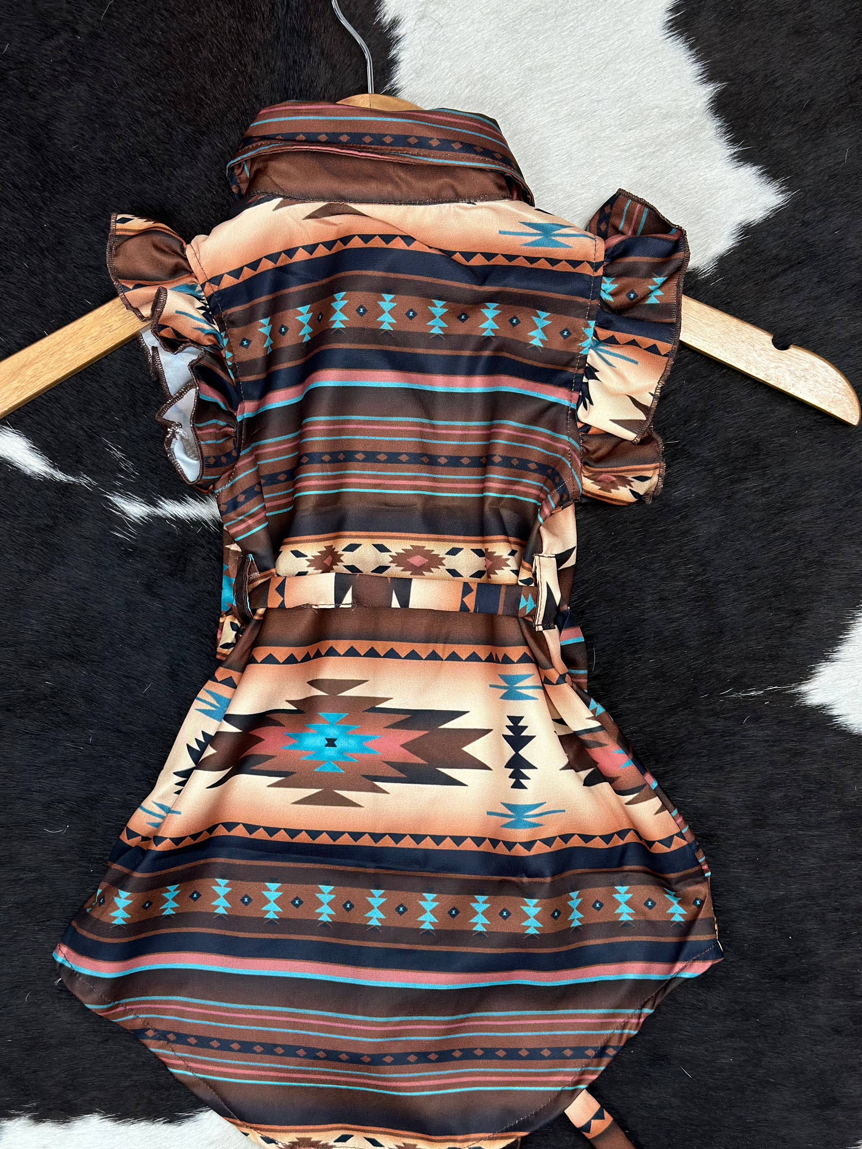 SHEA BABY AZTEC BROWN SNAP DRESS