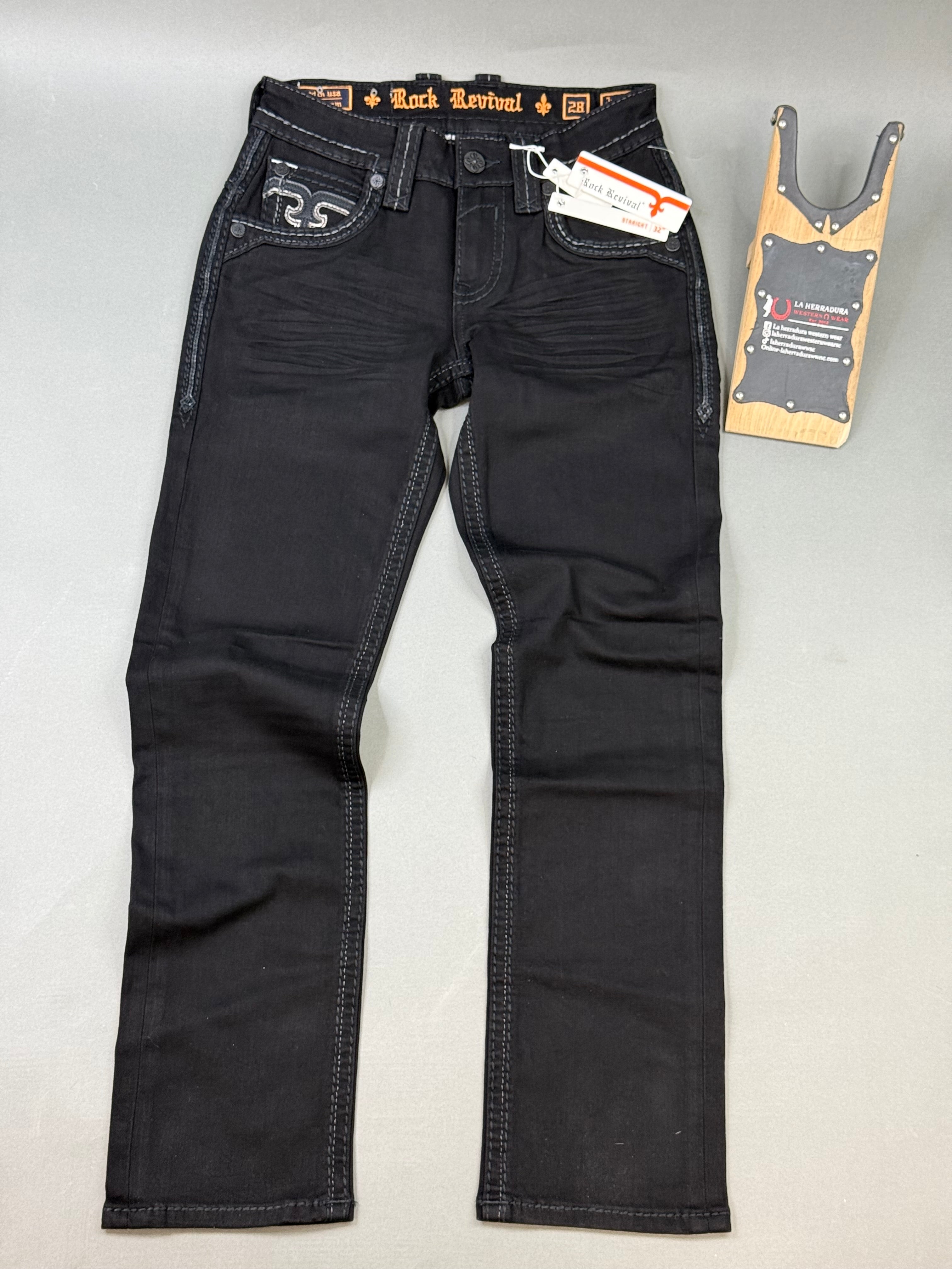 Revival Mens Black Jeans Justinn Straight