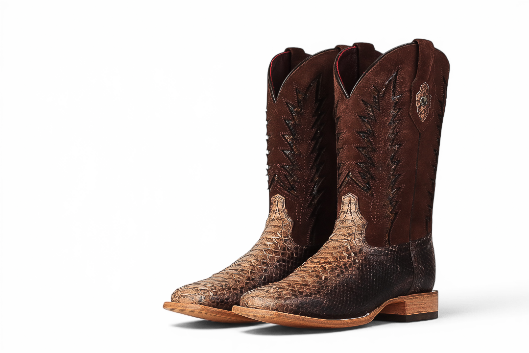 LA HERRADURA LH010 MEN’S BOOTS EXOTIC-RANCHERA PYTHON ANTIQUE TWO TONE SQ TOE EE
