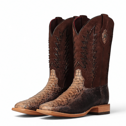 LA HERRADURA LH010 MEN’S BOOTS EXOTIC RANCHERA PYTHON ANTIQUE TWO TONE SQ TOE EE