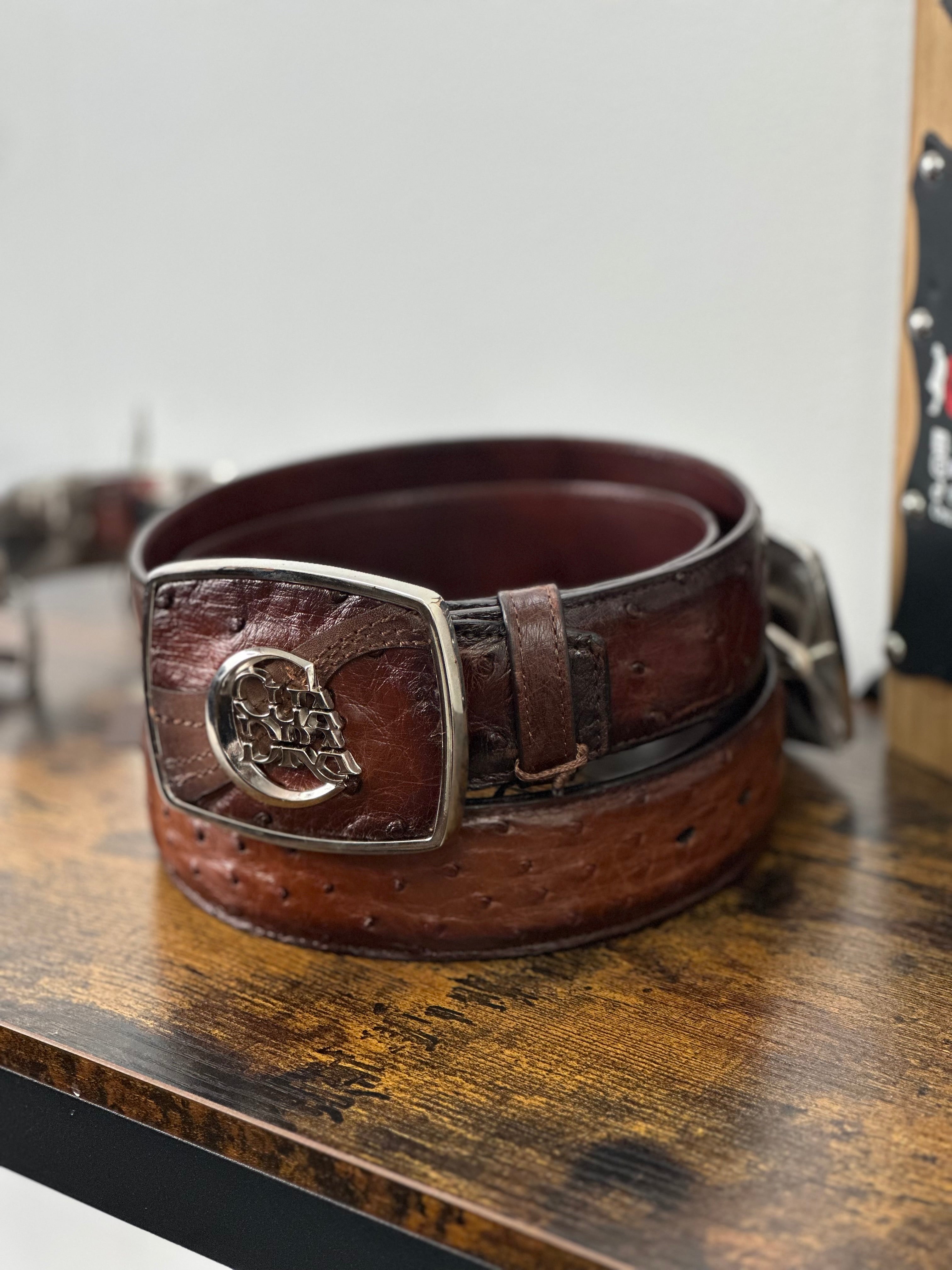 CUADRA BELT OSTRICH MORONI CHESTNUT CASTANO AVESTRUZ