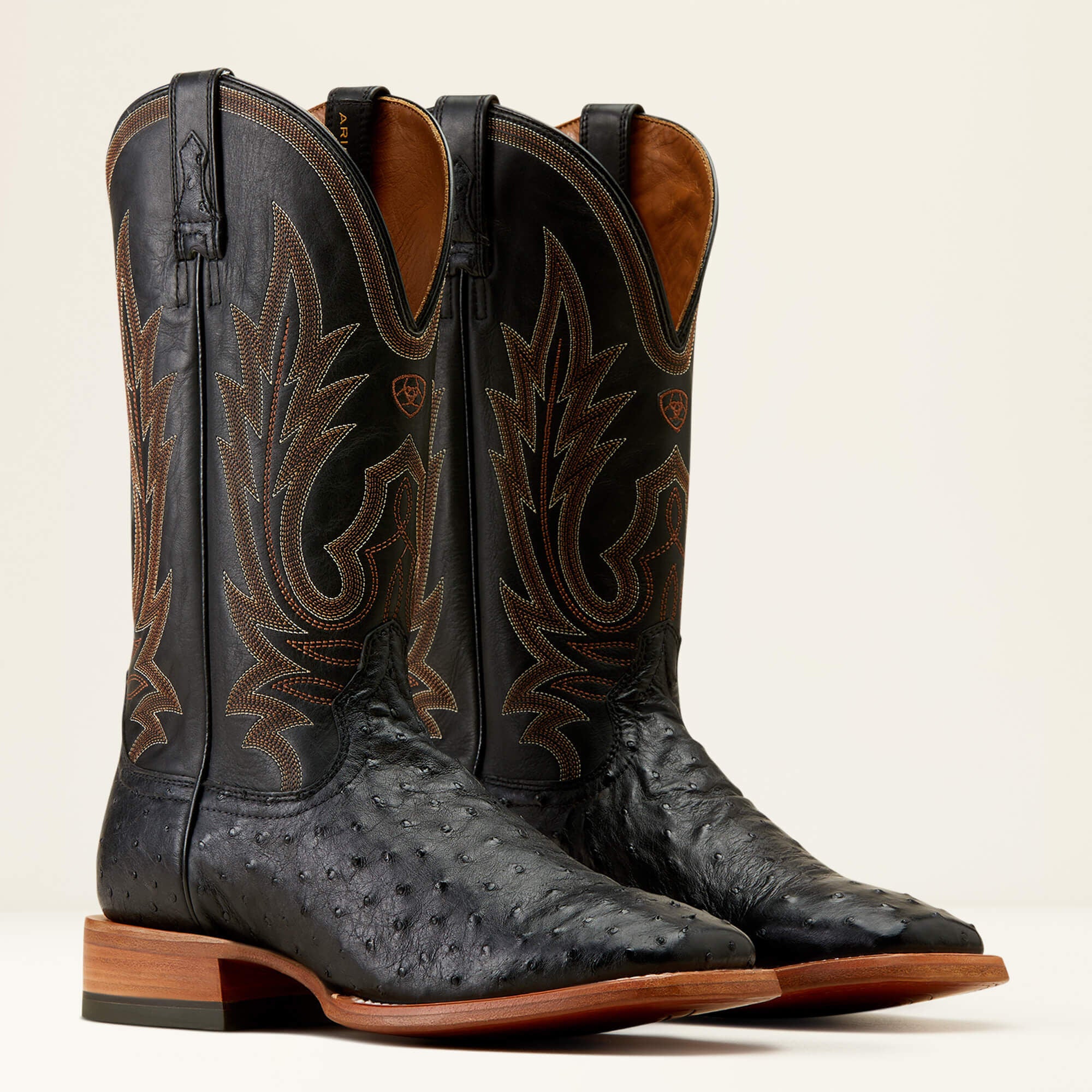 MENS ARIAT BLACK FULL QUILL OSTRICH