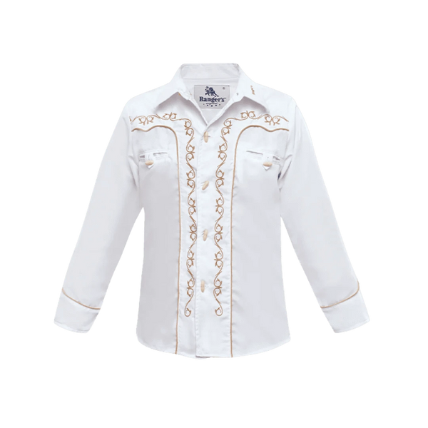 CAMISETA RANGERS MANGA LARGA BEIGE BORDADO NIÑOS 008NO01