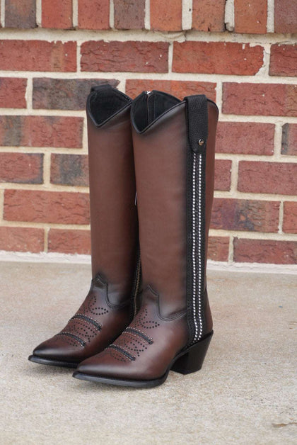 BOTA ALTA PARA MUJER CUADRA RES CRUST CASTAÑO CHOCOLATE CC278