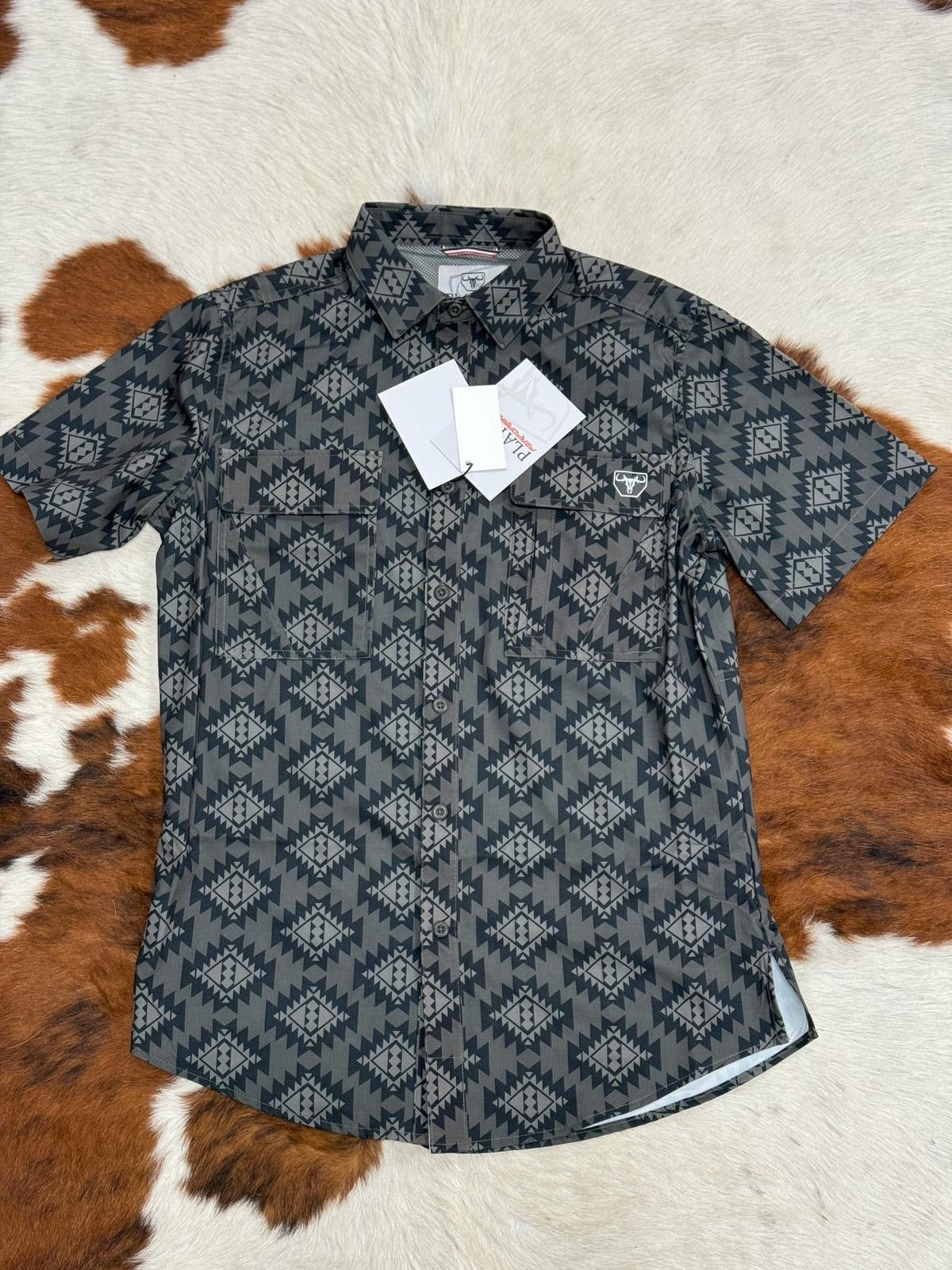 PLATINI PERFORMANCE BLACK AZTEC SHORT SLEEVE