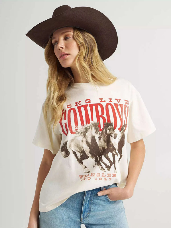 WRANGLER MUJER GRÁFICA GIRLFRIEND “LONG LIVE COWBOYS” BEIGE - 112375874