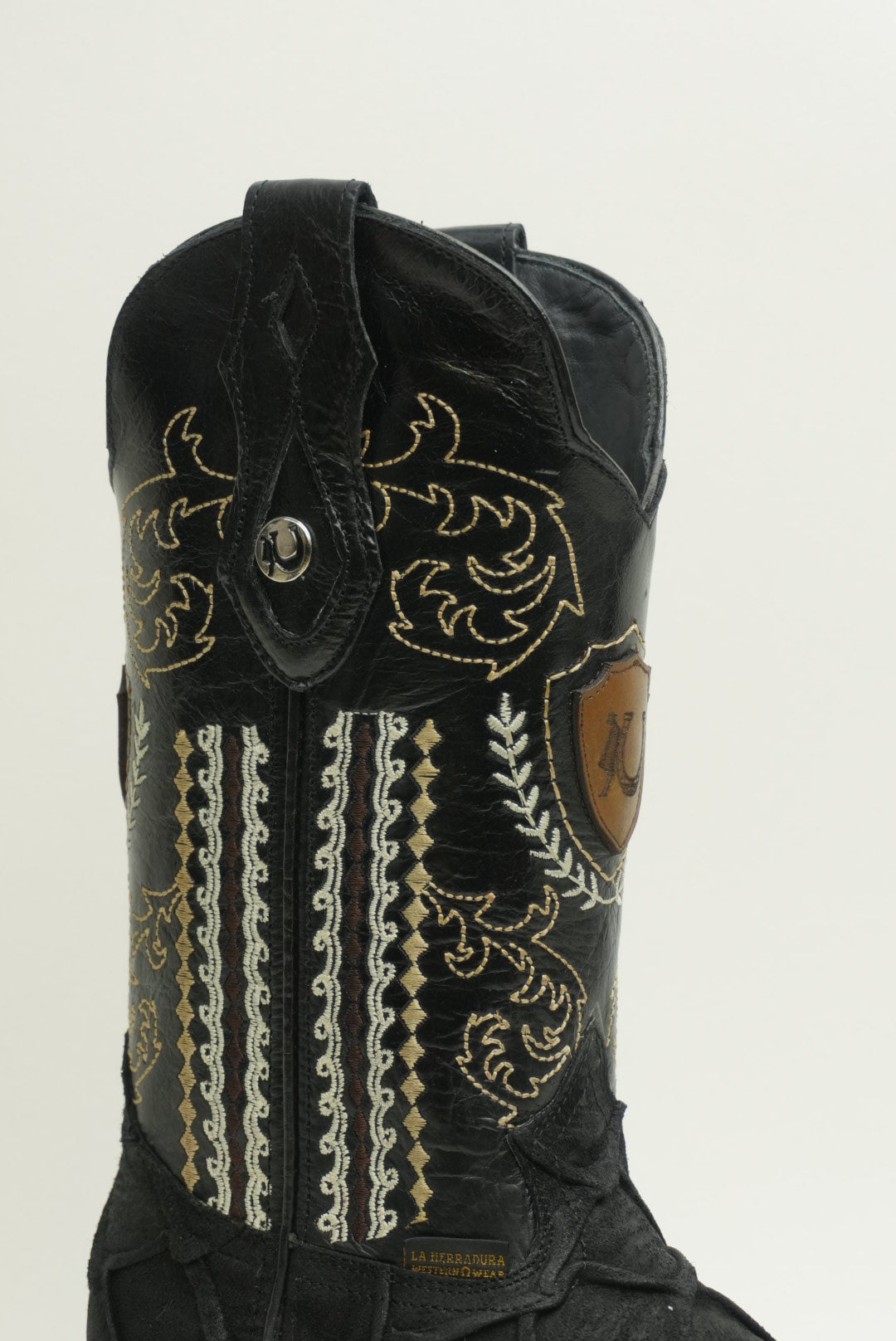 LA HERRADURA MENS DANIEL PIRARUCU DOBLILLADO GAM NEGRO RED BOTTOM SQUARE TOE BOOT