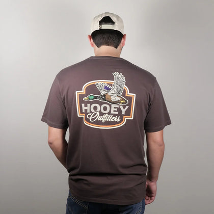 HOOEY MENS T-SHIRT MENS DARK BROWN CREW NECK WITH BIRD LOGO ON BACK- HT2610DKBR