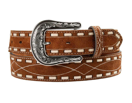 NOCONA WOMENS TAN ROUGHOUT BOOT STITCH STEP LACING BELT N320007932