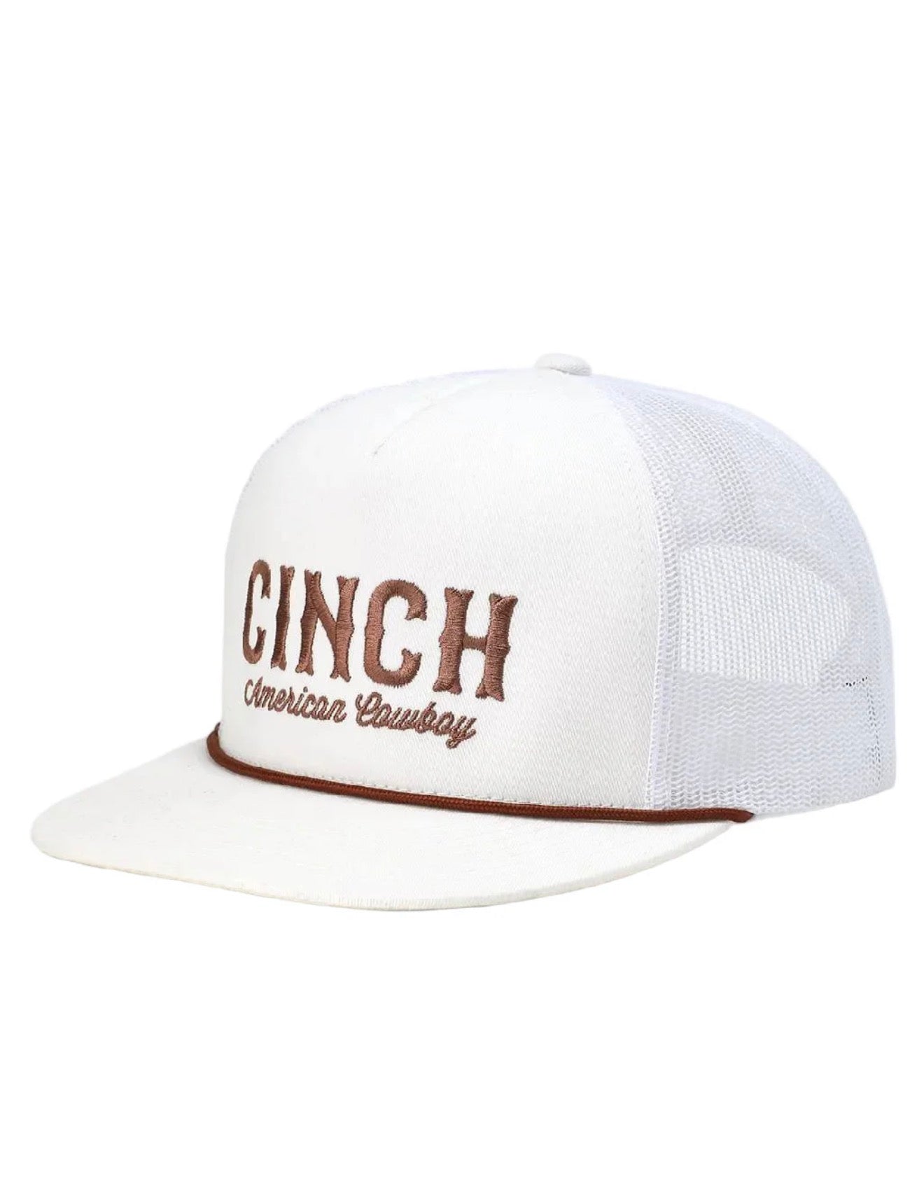 GORRA CINCH BLANCA CON LETRAS CAFÉS