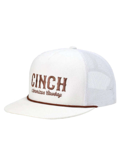 GORRA CINCH BLANCA CON LETRAS CAFÉS