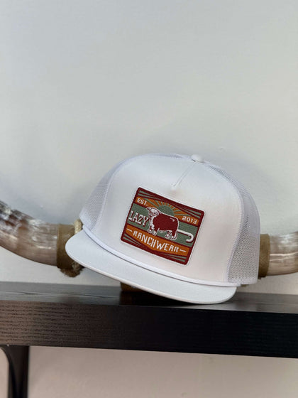 LAZY J CAP WHITE with burgundy