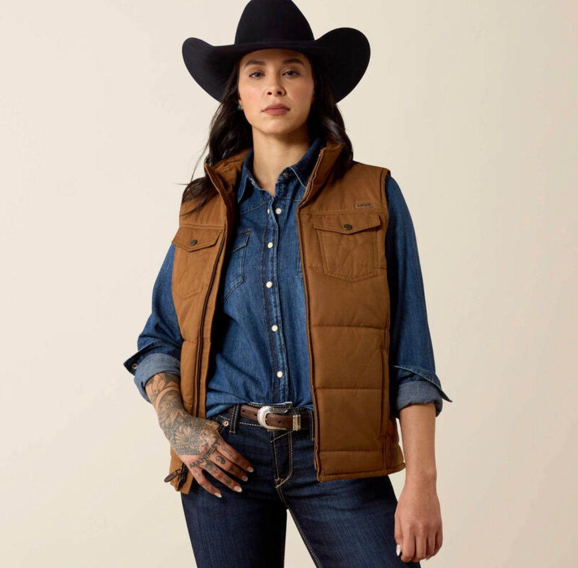 ARIAT WOMEN ATLAS GRIZZLY QUIL TED VEST DACHSHUND 10079655