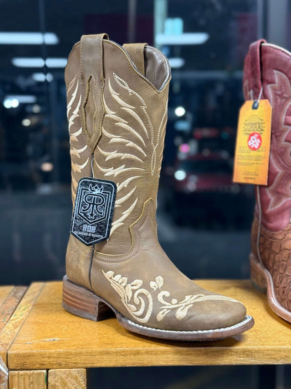 Café de botas para mujer con flores, cuadrado