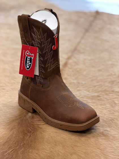 JUSTIN MENS STEEL TOE WORK BOOT BLINDER BROWN WATER BUFFALO #PD4069