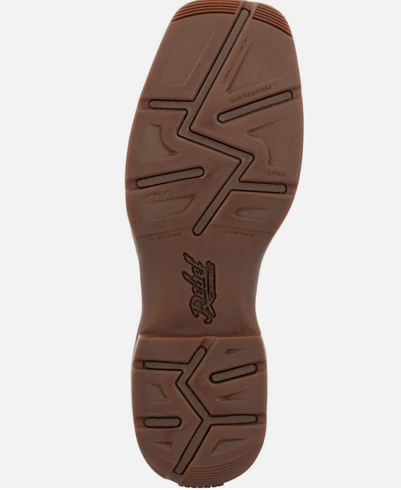 DURANGO MEN WORK BROWN WITH WHITE STITCHING (steel toe, waterproof, slip & oil resistant) - DDB0389