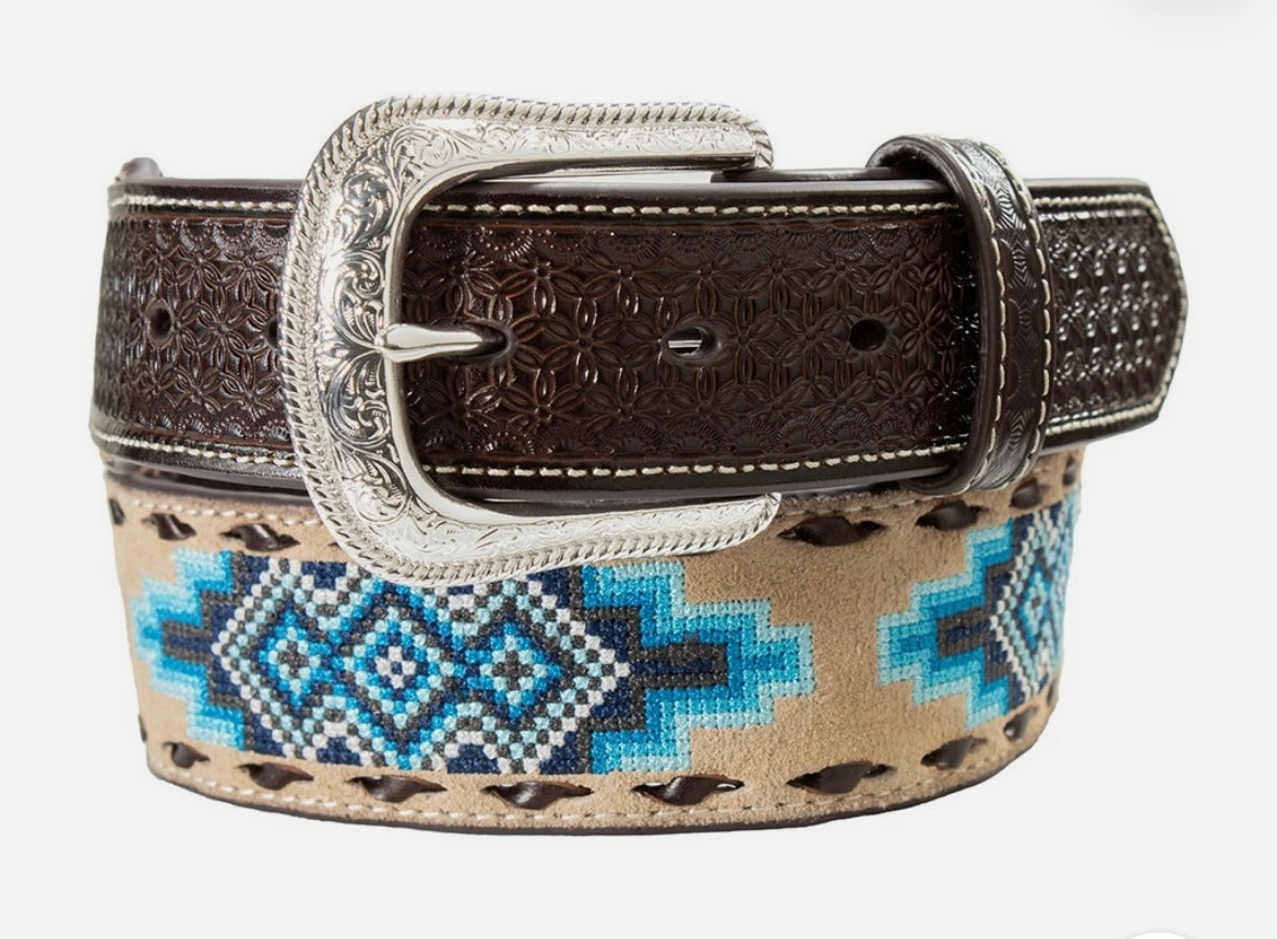 3D MENS WESTERN BLUE AZTEC BELT - D100019727