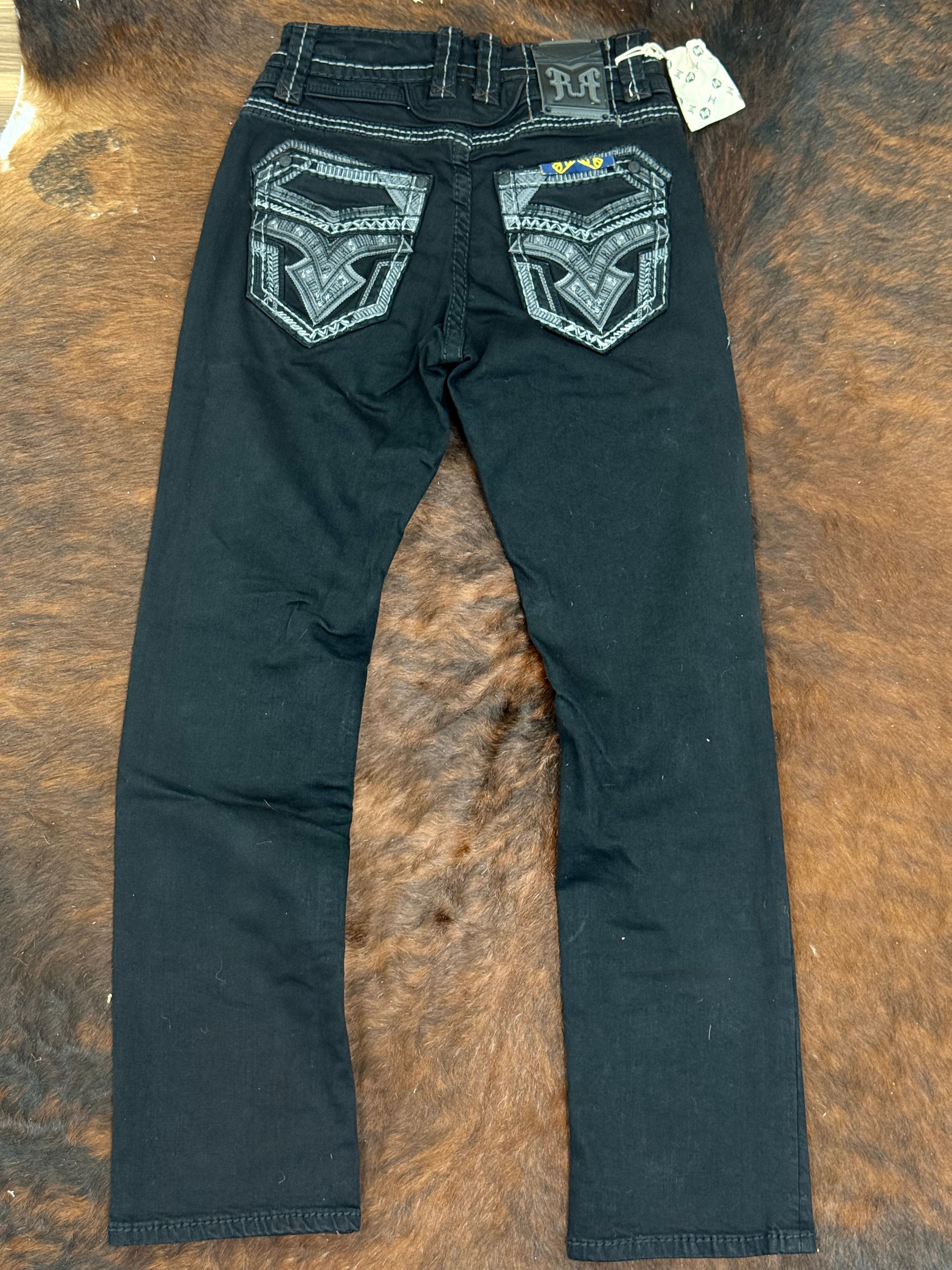 ROCK IN LA MENS BLACK R 385 STRAIGHT BOOT CUT JEANS