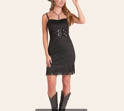 ROCK&ROLL VESTIDO DE MICROGAMUZA CON HEBILLA PARA MUJER NEGRO BWD0R09367