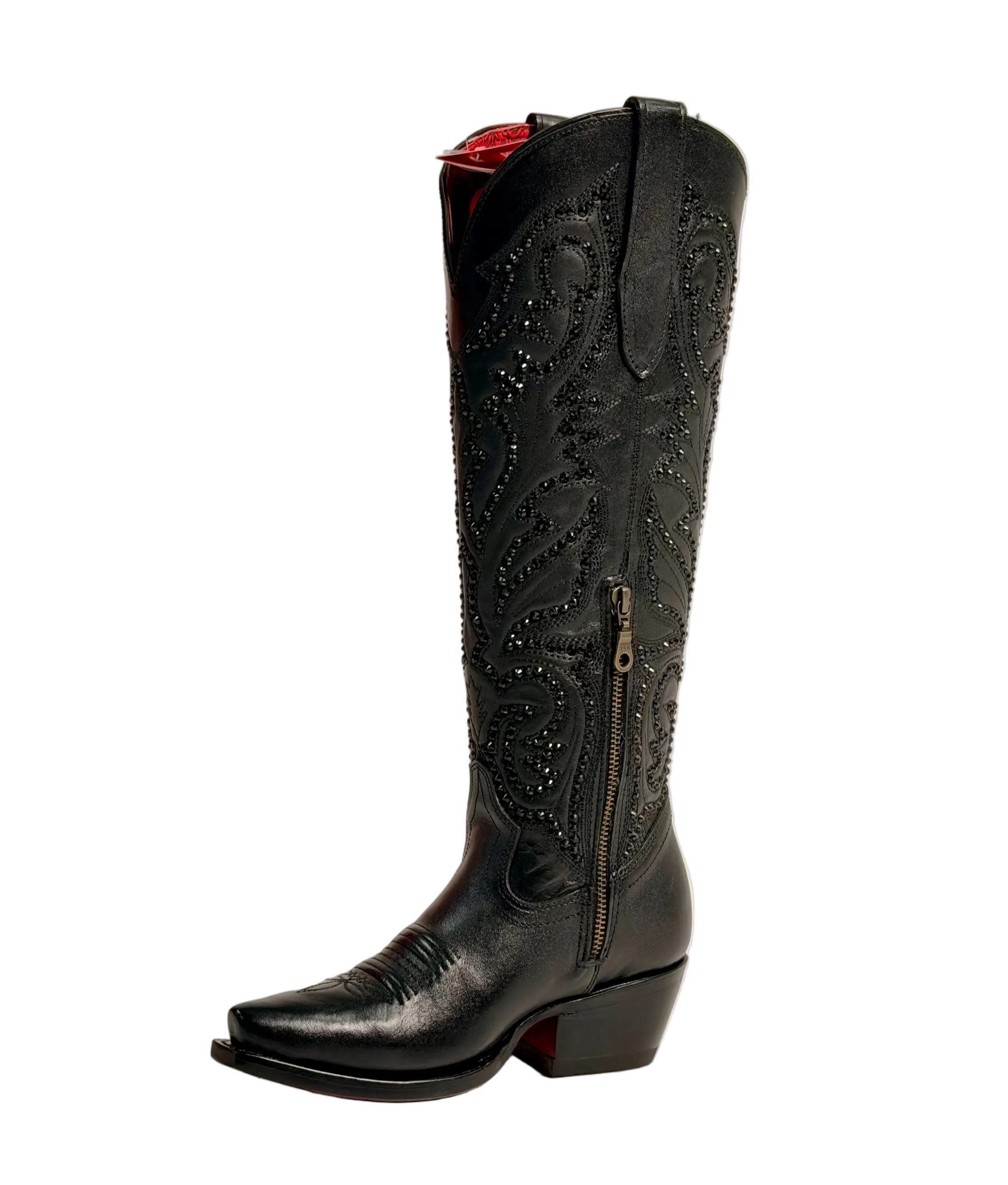 LA HERRADURA BOTA ALTA DE MUJER LUCILA PUNTUAL ALCE NEGRO PUNTA DE AGUJA