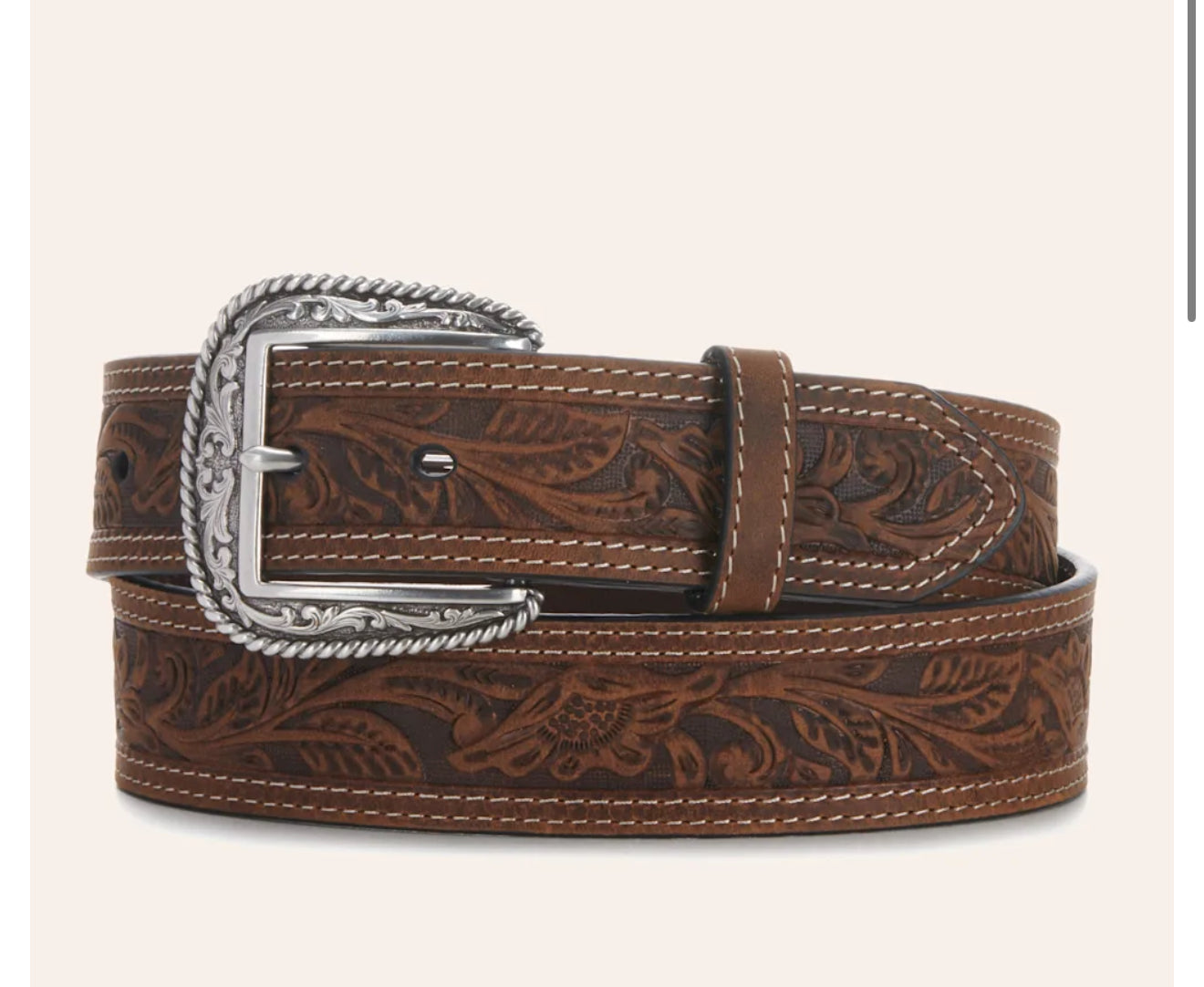 ARIAT MENS WESTERN BROWN BELT HAND PRINT TOOLED A1041044