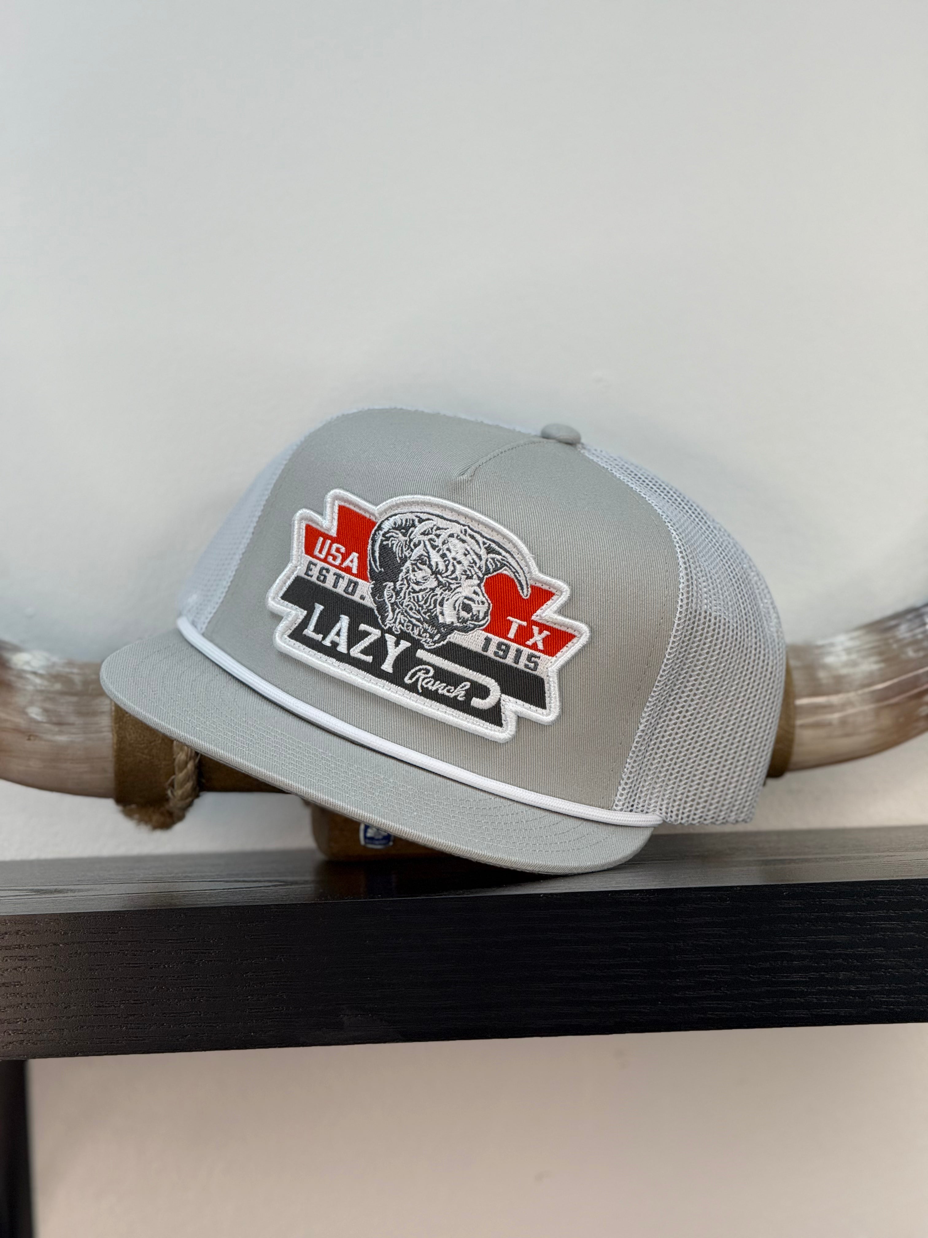 LAZY J CAPS GREY WITH WHITE