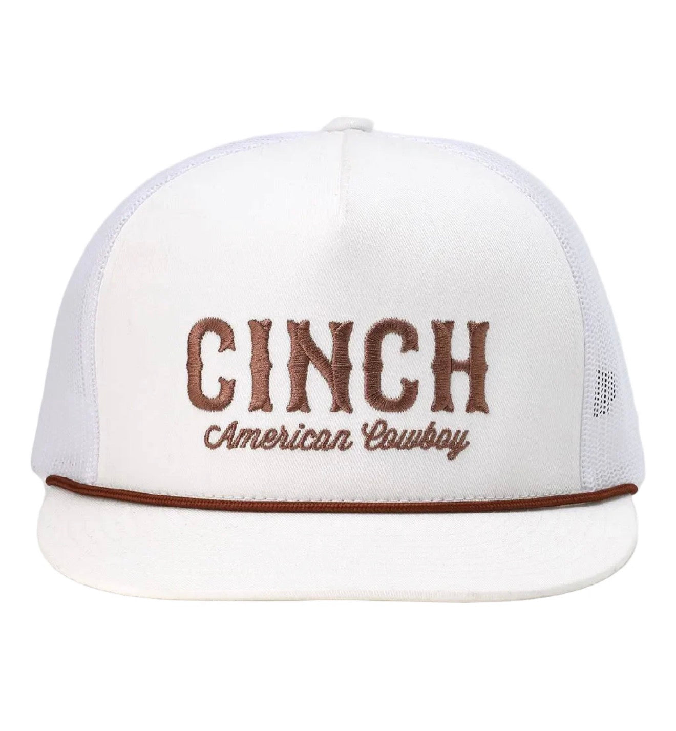 GORRA CINCH BLANCA CON LETRAS CAFÉS