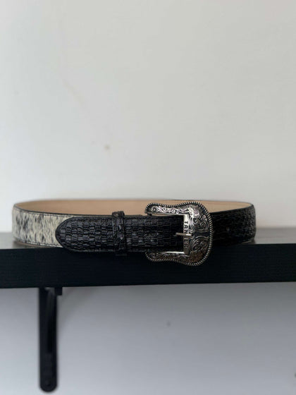 CINTURÓN TANNER MARK PARA HOMBRE PELO DE VACA NEGRO/BLANCO - TMB205579