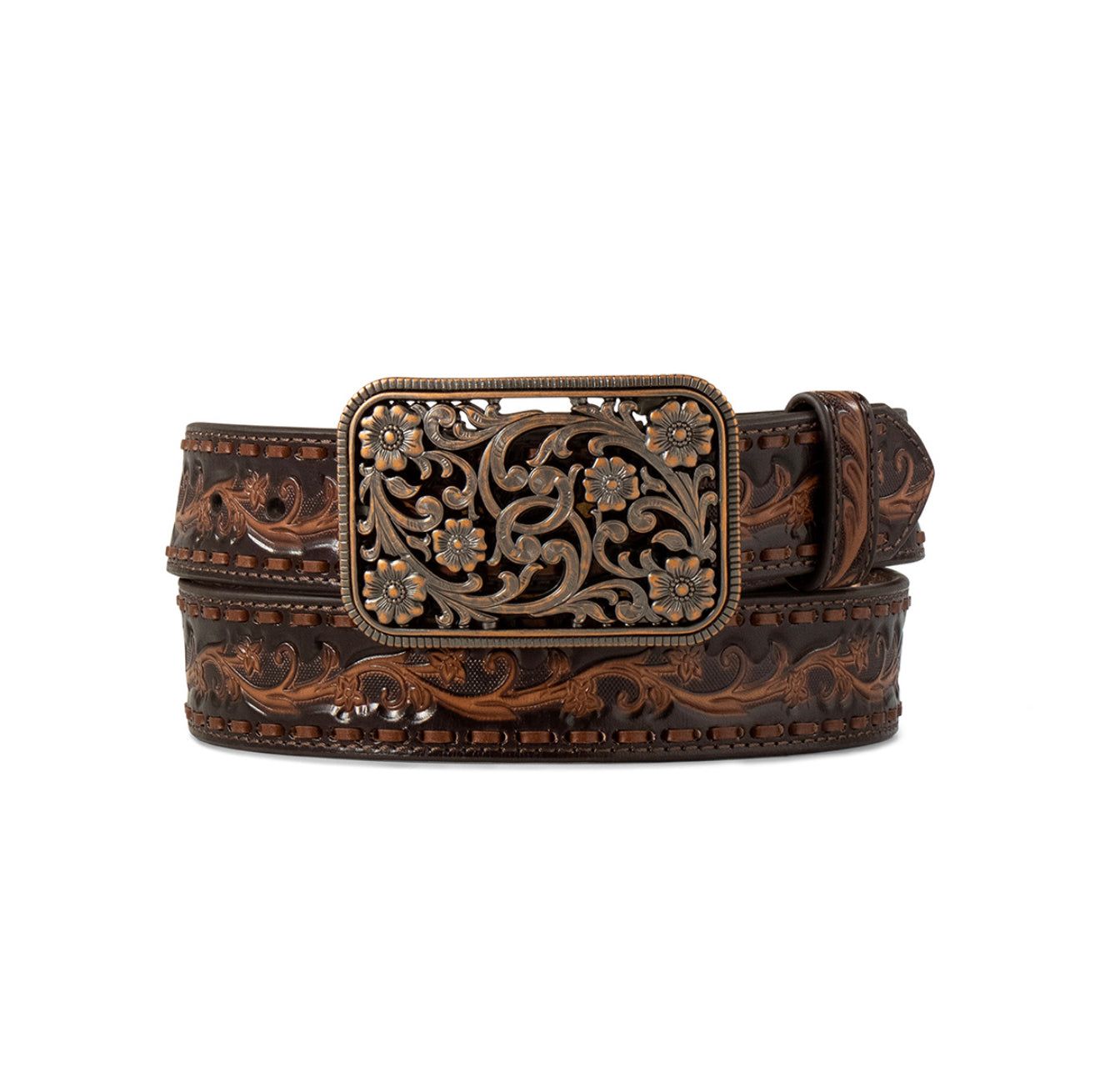 ARIAT WOMENS BROWN TOOLED BELT -A1567147