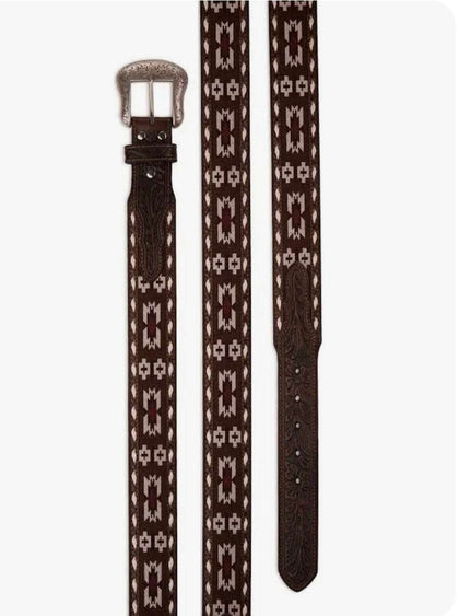 CINTURÓN AZTECA CON CUENTAS MARRÓN PARA HOMBRE NOCONA-N210002702