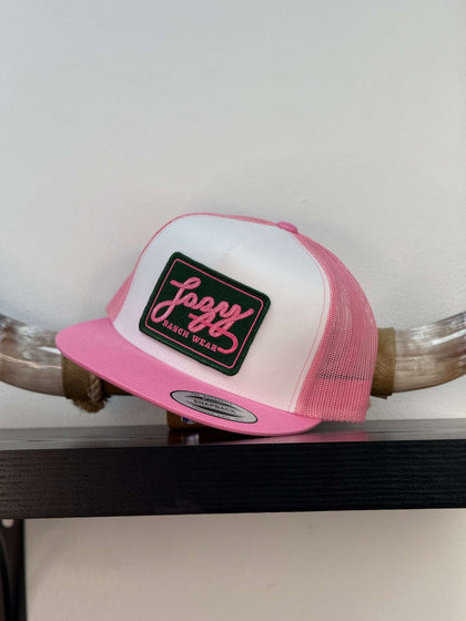 LAZY J CAPS PINK AND White .09