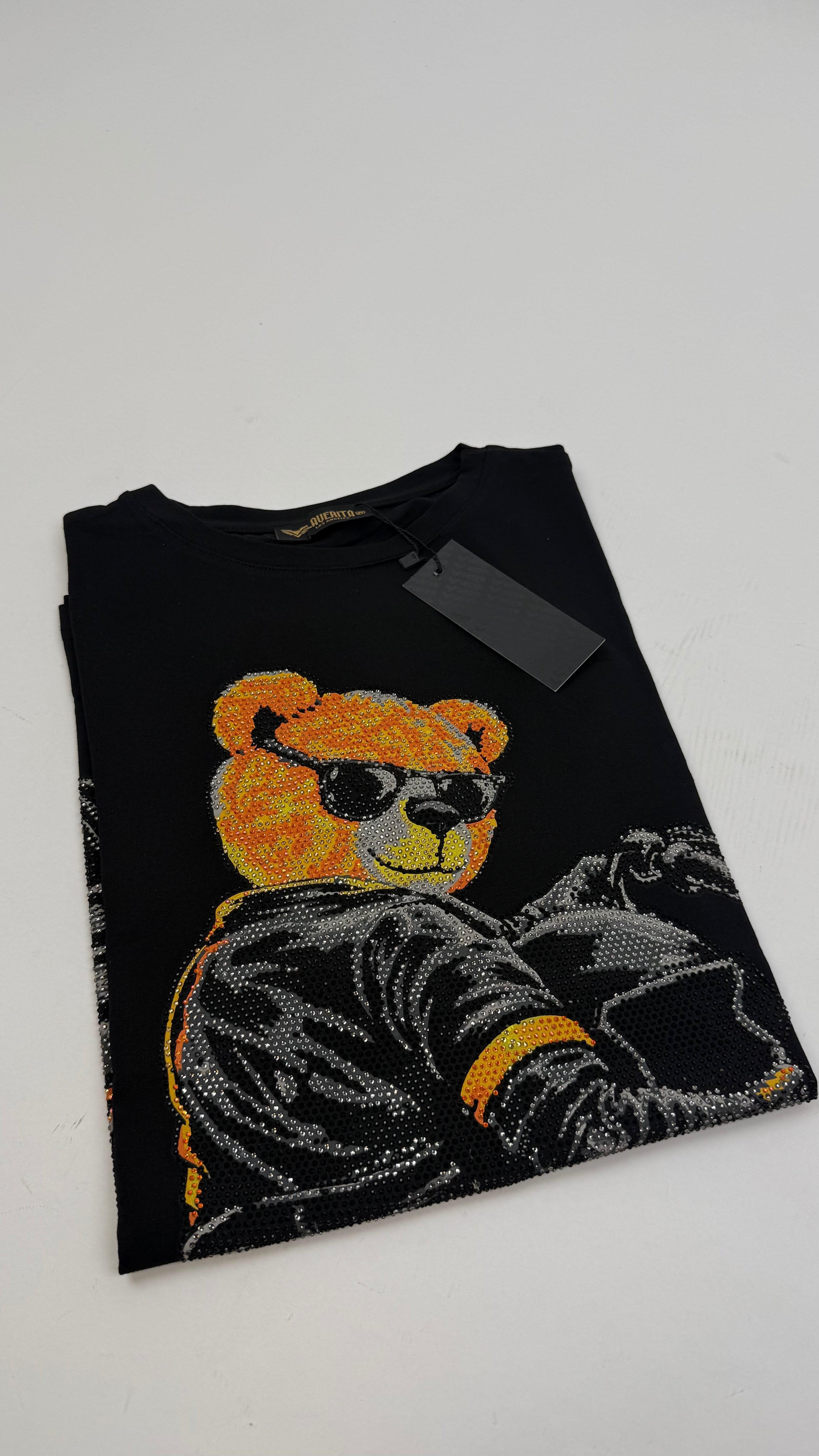 LAVERITA BLACK T-SHIRT COOL BEAR ON MOTORCYCLE-LAV94826
