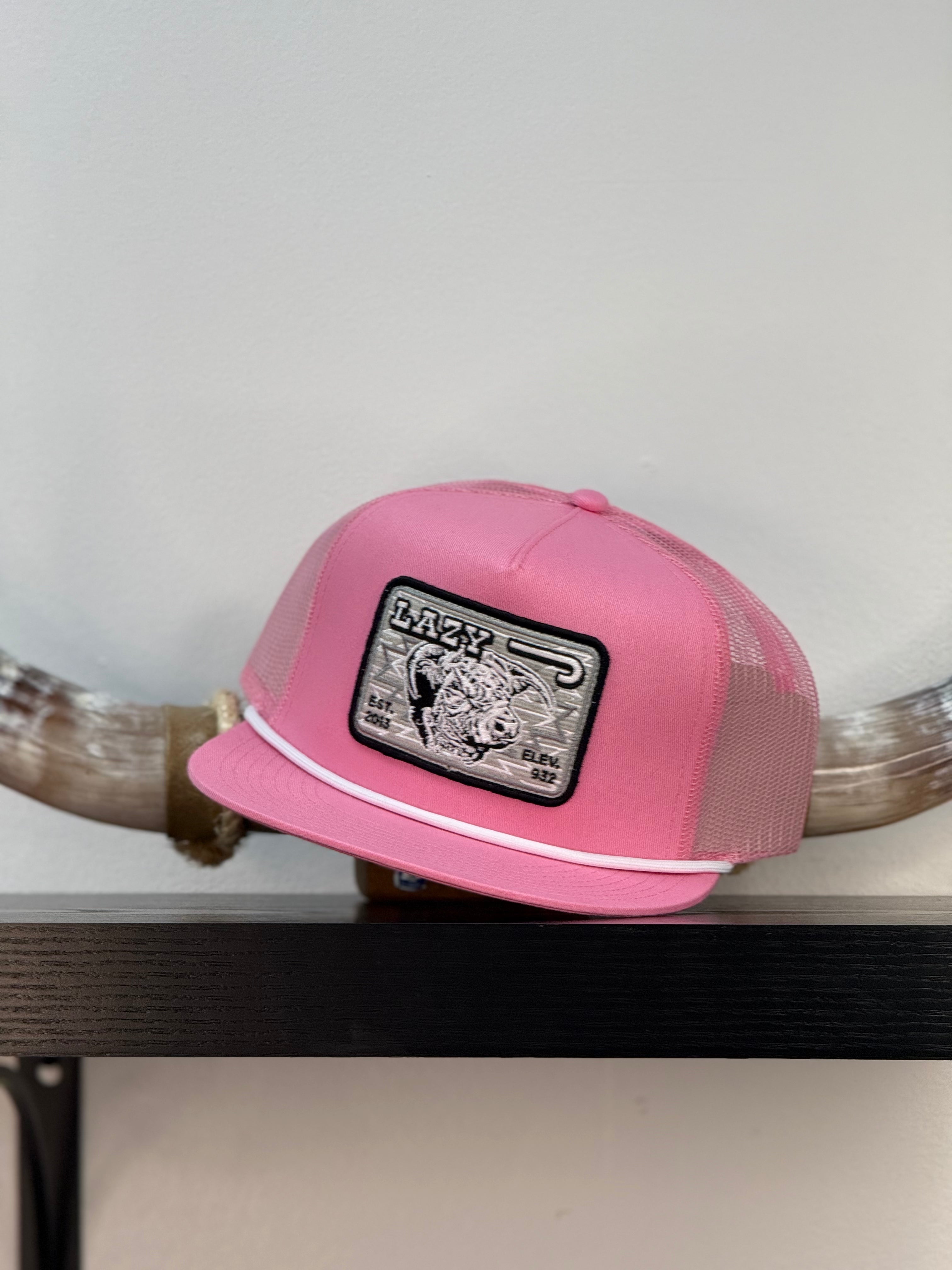 LAZY J CAPS PINK AND White