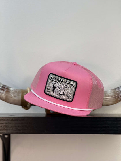 LAZY J CAPS PINK AND White