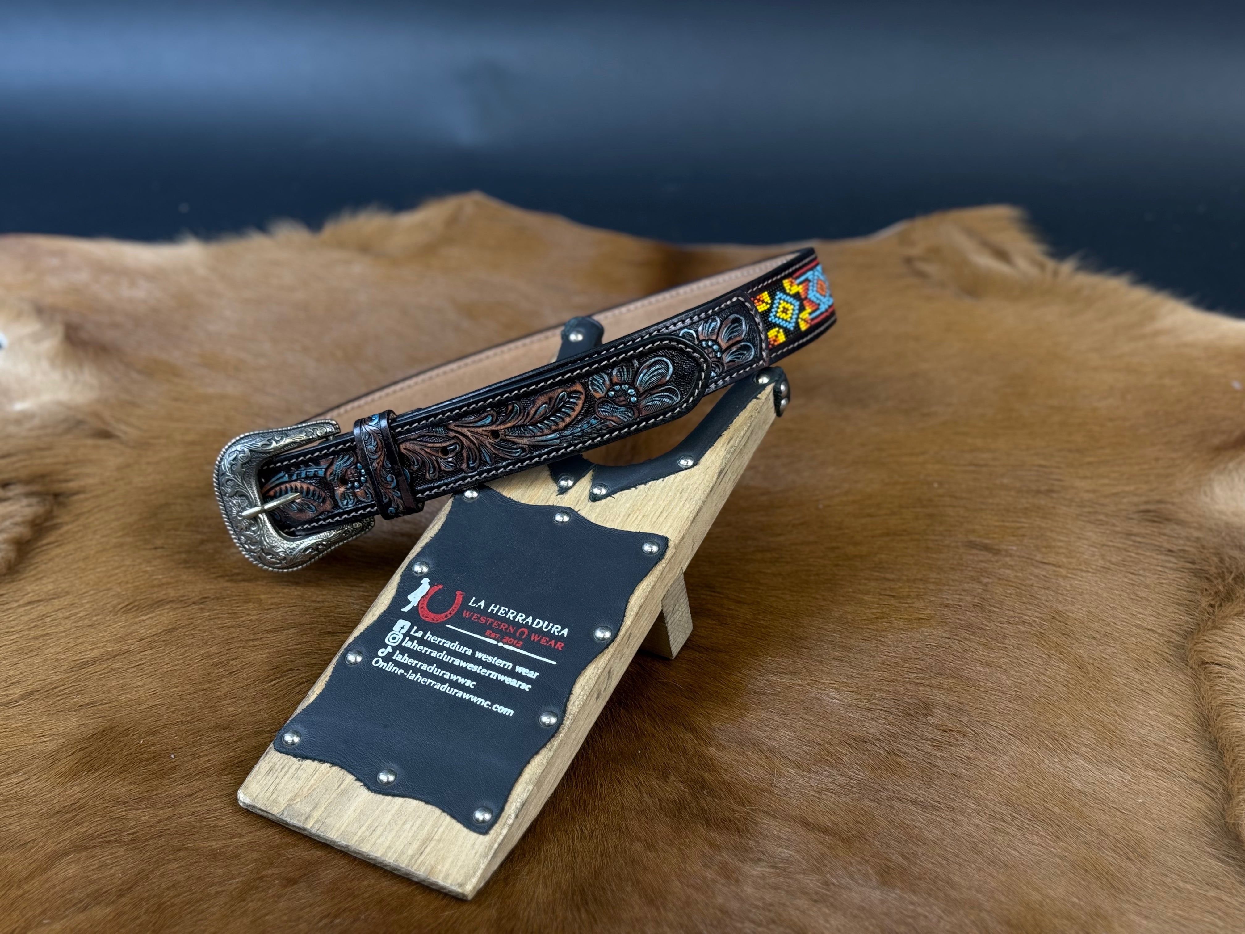 AZTEC MULTI COLOR DARK BROWN BELT