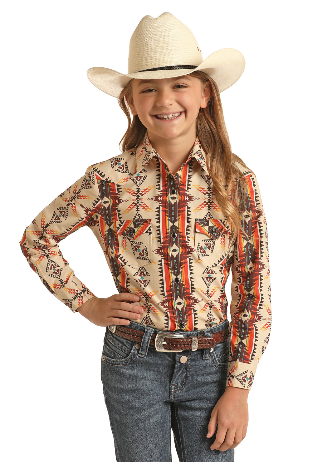 ROCK&ROLL KIDS -GIRLS LS SNAP RUST G4S3304