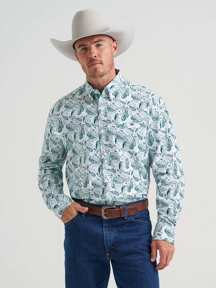 MEN'S WRANGLER GEORGE STRAIT WHITE RELAXED FIT STRETCH  - 112374541