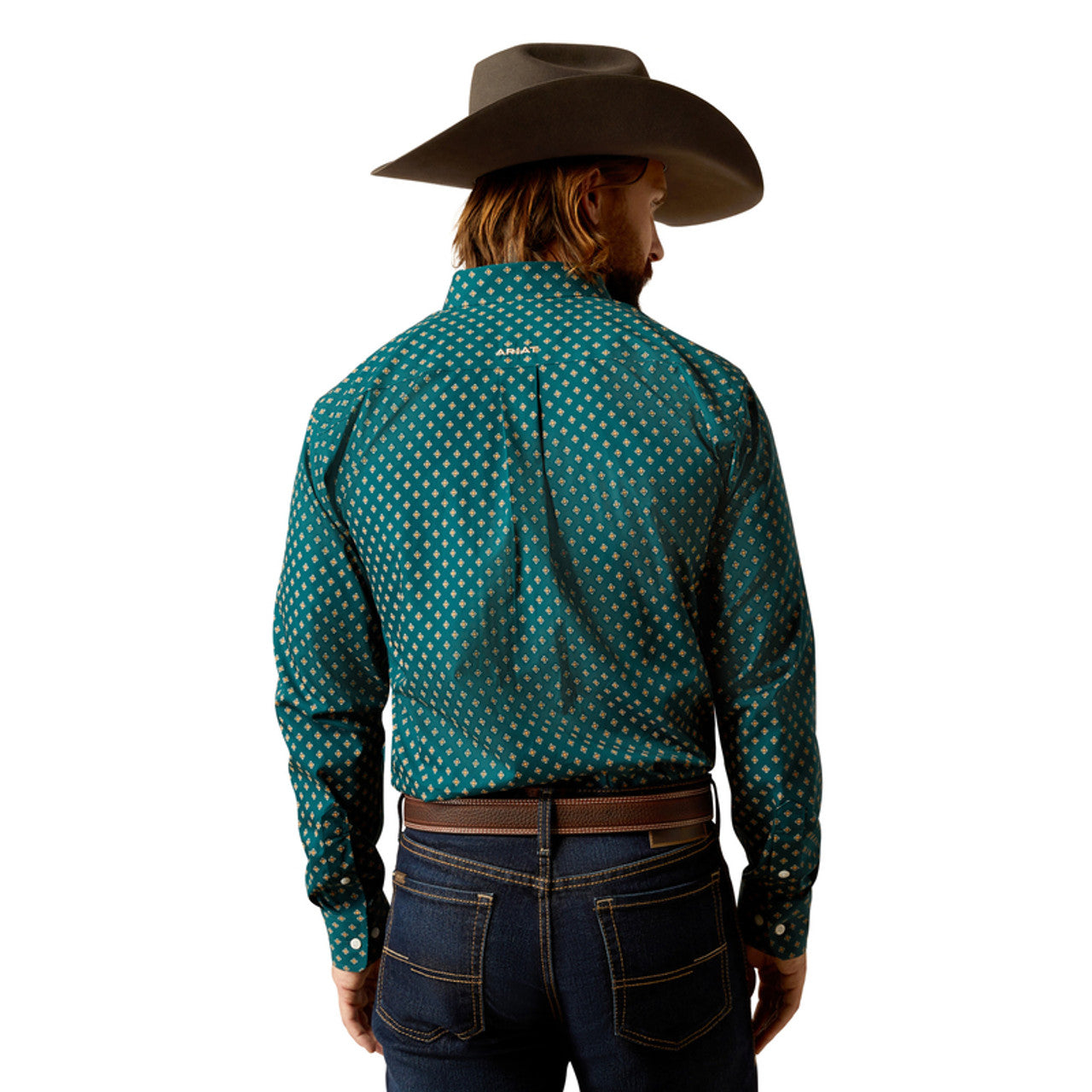 ARIAT FUTTED GROVER DEEP TEAL LONG SLEEVE SHIRT