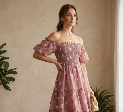 ENDLESS BLU DRESS DUSTY ROSE YD5097