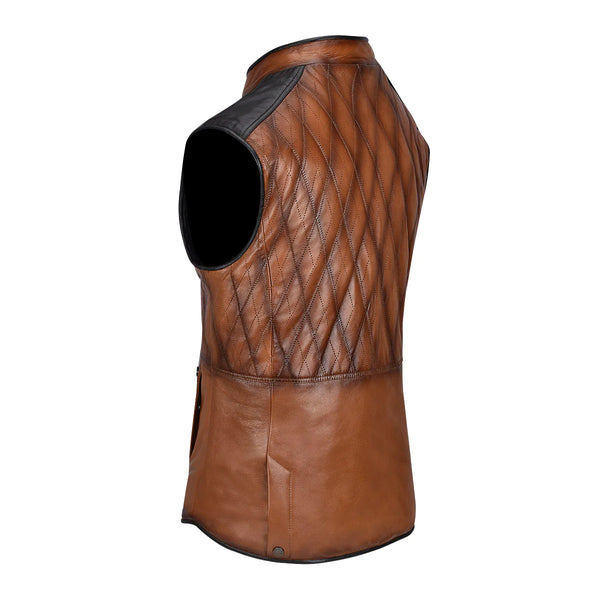 Cuadra Mens doble view brown leather vest
