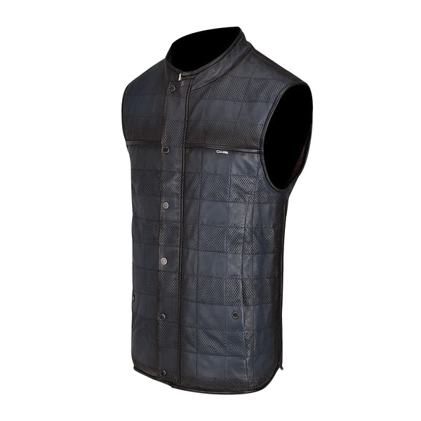 Cuadra Mens doble view blue leather vest