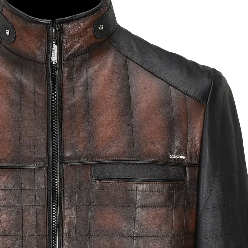 Cuadra Hand-shaded finish brown leather jacket