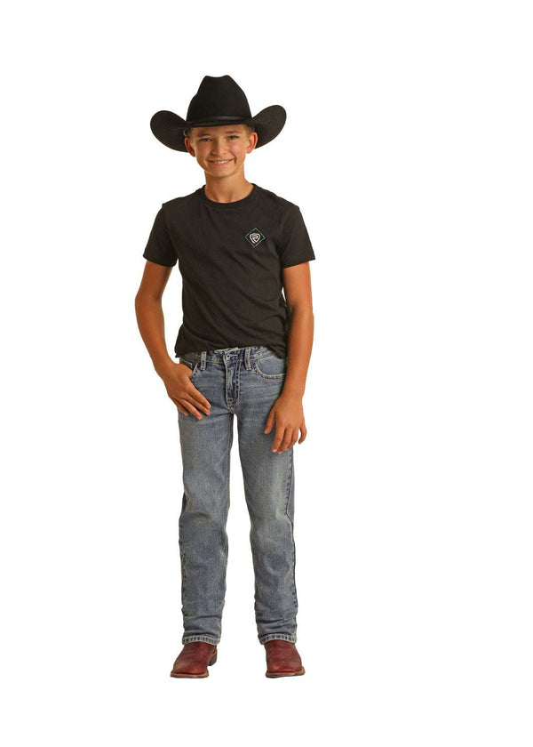 ROCK&ROLL JEANS NIÑO CORTE AJUSTADO VINTAGE MEDIO HOOEY DENIM EN RELIEVE REVOLVER HB1RD02566