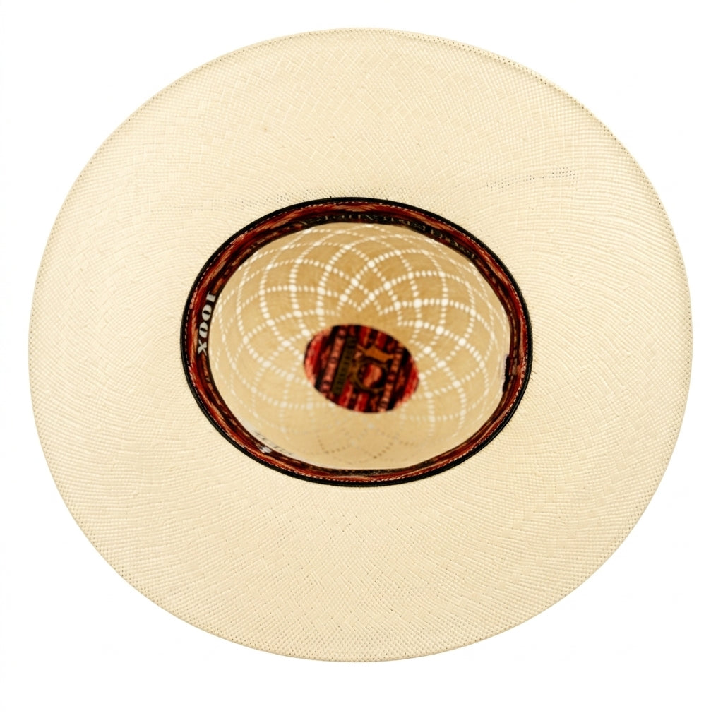 SOMBRERO DE PAJA HERRADURA 100x 5 JAP CUADROS BLANCOS
